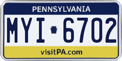 PA license plate MYI6702