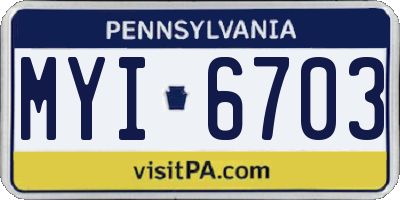 PA license plate MYI6703