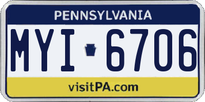 PA license plate MYI6706