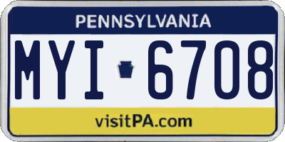PA license plate MYI6708