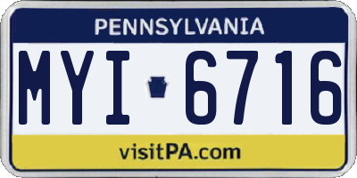 PA license plate MYI6716