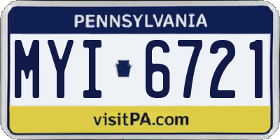 PA license plate MYI6721