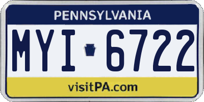 PA license plate MYI6722