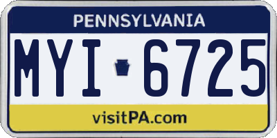 PA license plate MYI6725