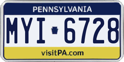 PA license plate MYI6728