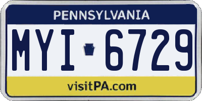 PA license plate MYI6729