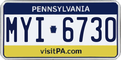PA license plate MYI6730