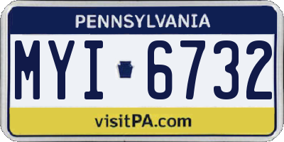 PA license plate MYI6732