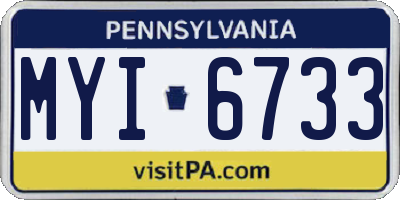 PA license plate MYI6733