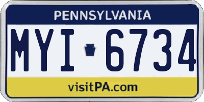 PA license plate MYI6734
