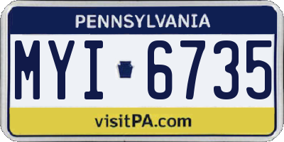 PA license plate MYI6735