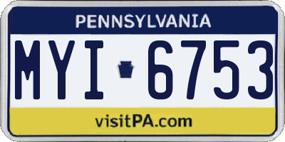 PA license plate MYI6753
