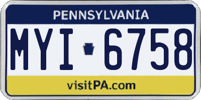 PA license plate MYI6758