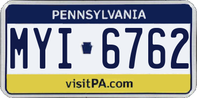 PA license plate MYI6762