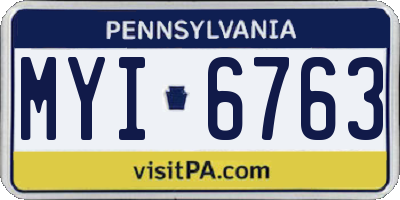 PA license plate MYI6763