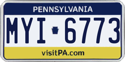 PA license plate MYI6773