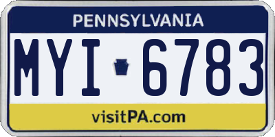 PA license plate MYI6783