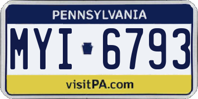 PA license plate MYI6793