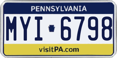 PA license plate MYI6798