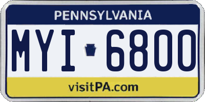 PA license plate MYI6800