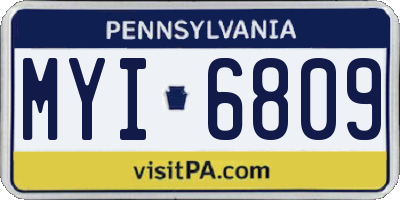 PA license plate MYI6809