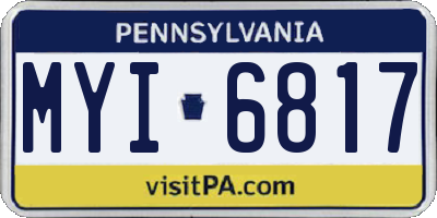PA license plate MYI6817
