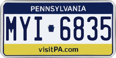 PA license plate MYI6835