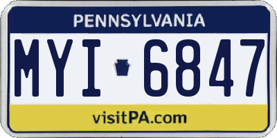 PA license plate MYI6847