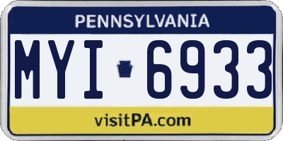 PA license plate MYI6933