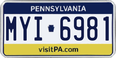 PA license plate MYI6981