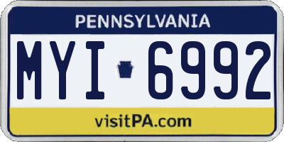 PA license plate MYI6992