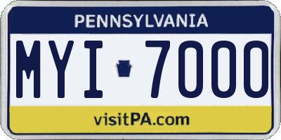 PA license plate MYI7000