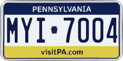 PA license plate MYI7004