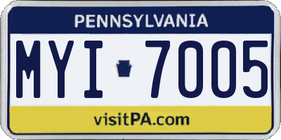 PA license plate MYI7005