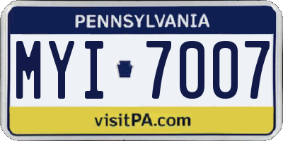 PA license plate MYI7007