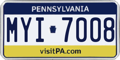 PA license plate MYI7008