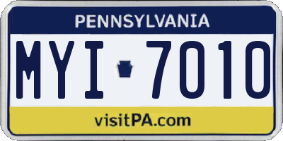 PA license plate MYI7010