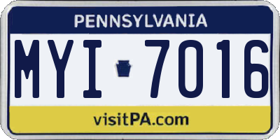PA license plate MYI7016