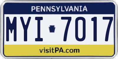 PA license plate MYI7017