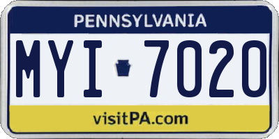 PA license plate MYI7020