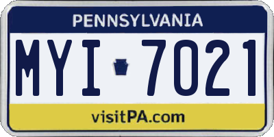 PA license plate MYI7021