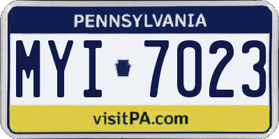 PA license plate MYI7023