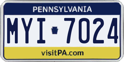 PA license plate MYI7024