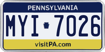 PA license plate MYI7026