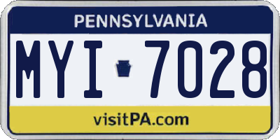 PA license plate MYI7028