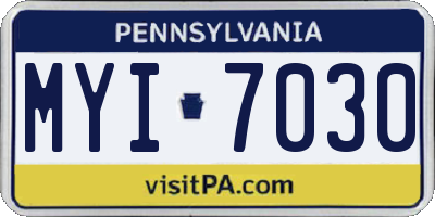 PA license plate MYI7030
