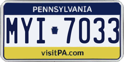 PA license plate MYI7033