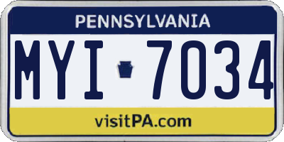 PA license plate MYI7034