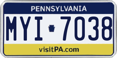 PA license plate MYI7038