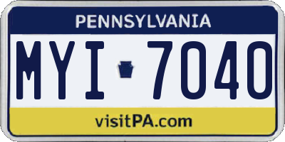 PA license plate MYI7040